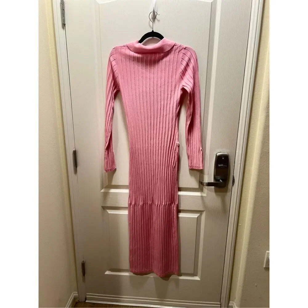 SOVERE Facet Knit Maxi Dress in Musk -Side front hem split size S NWT218 - Picture 6 of 9